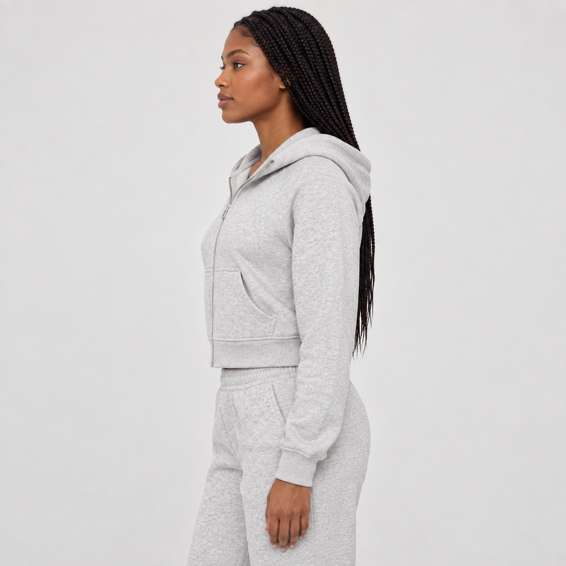 Cropped Zip-Through Hoodie