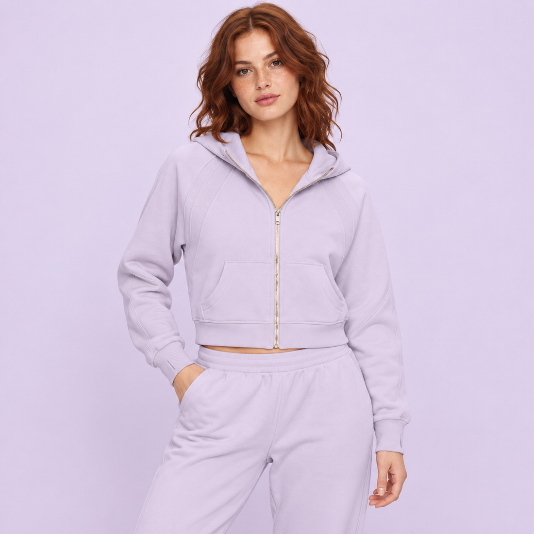 Cropped Zip-Through Hoodie