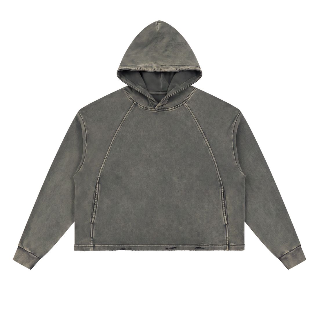 Vintage Washed Frayed-Hem Hoodie