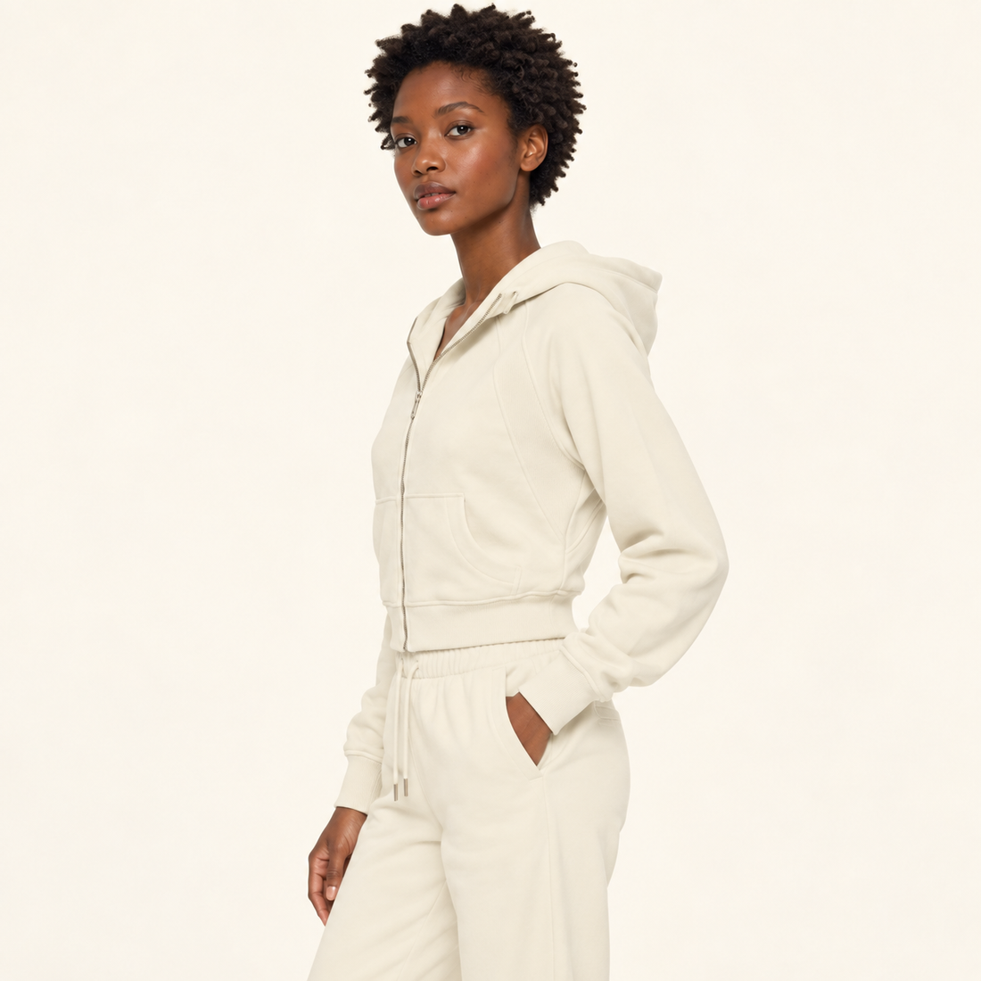 Cropped Zip-Through Hoodie
