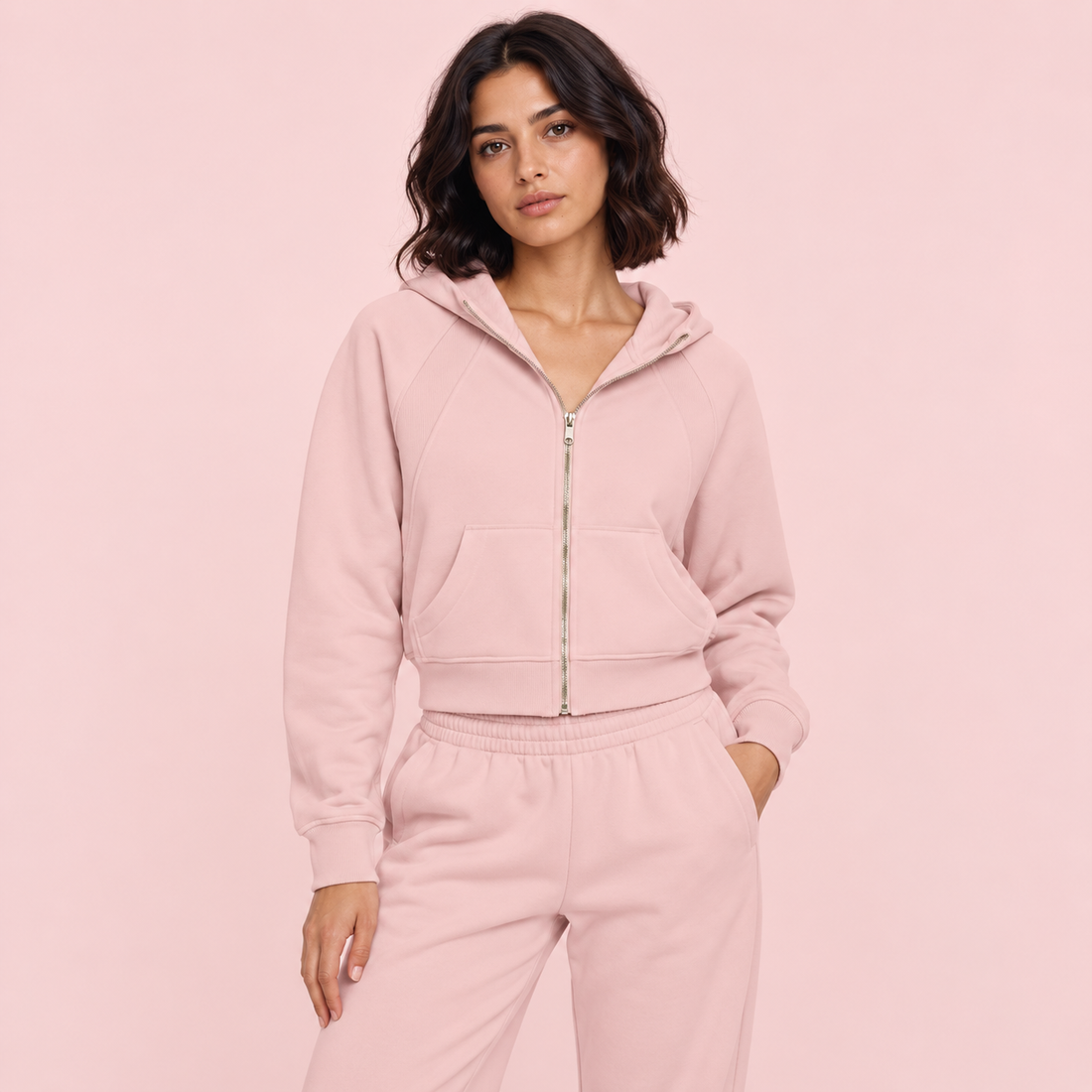 Cropped Zip-Through Hoodie