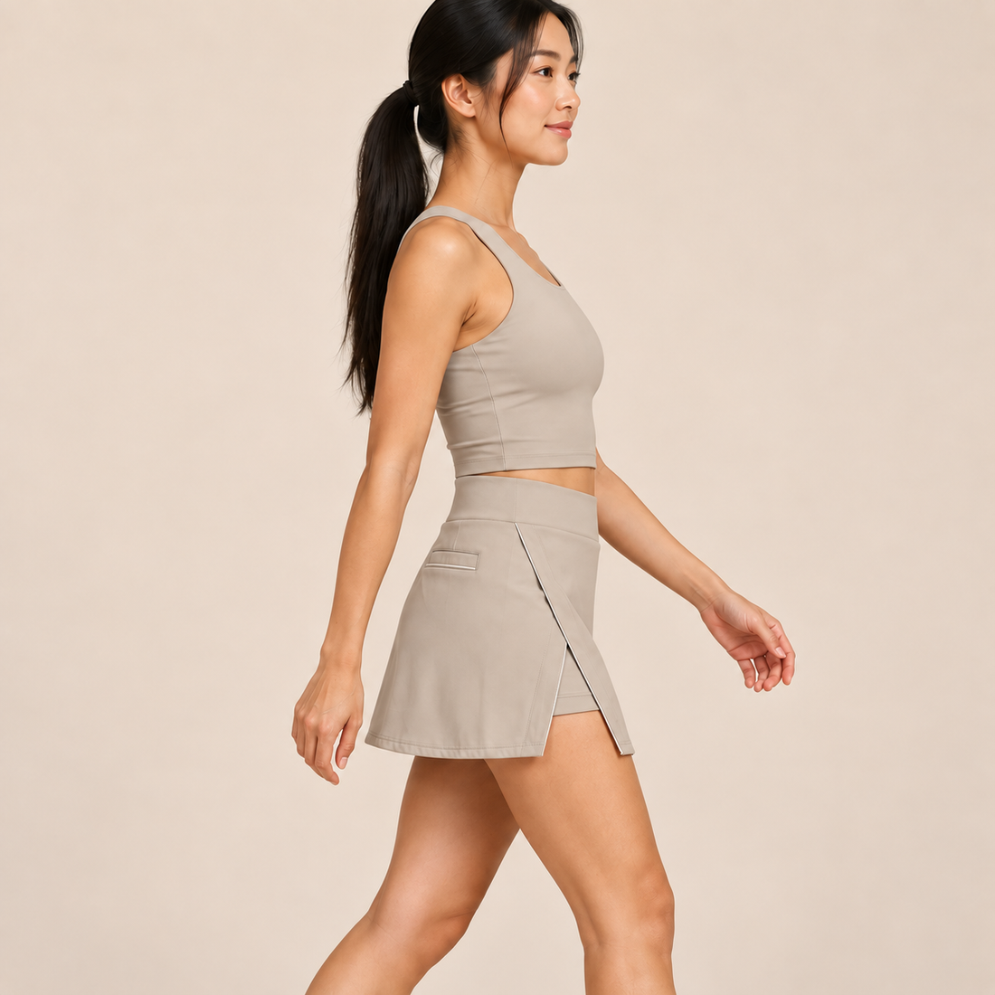 High-Waist Pocketed A-Line Skirt