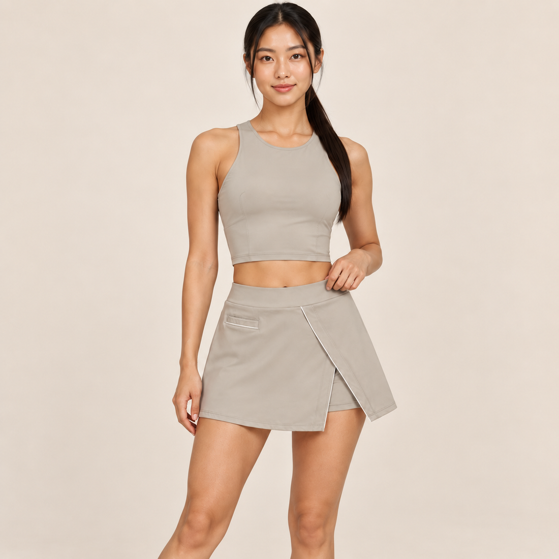High-Waist Pocketed A-Line Skirt