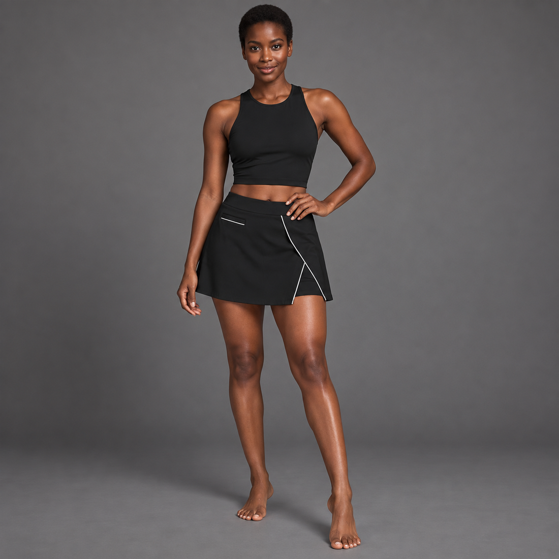 High-Waist Pocketed A-Line Skirt