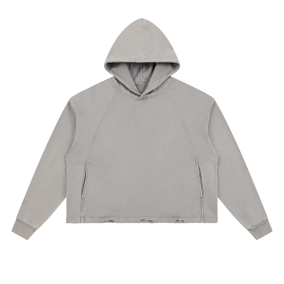 Vintage Washed Frayed-Hem Hoodie