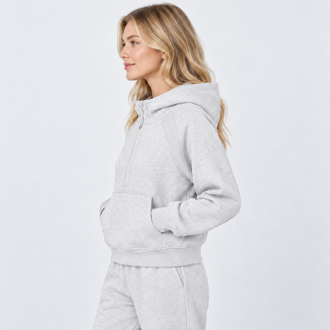 Cropped Half-Zip Hoodie