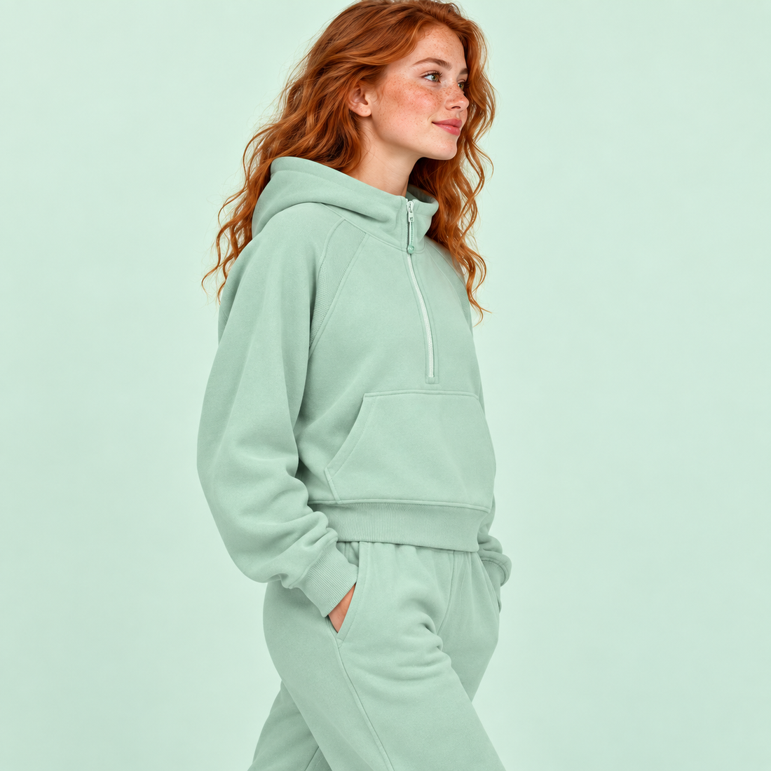 Cropped Half-Zip Hoodie